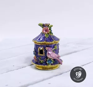 Caja de baratijas vintage esmaltada latón para pajarera cierre magnético 2,25" pulgadas - Imagen 1 de 5