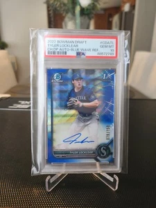 2022 Bowman Draft Tyler Locklear 1st Blue Wave Refractor Auto 079/150 PSA 10๐ฅ๐ฅ - Picture 1 of 4