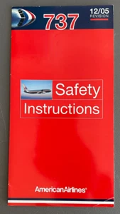 American Airlines Boeing 737 Safety Card 12/05 Tri-fold instructions - Foto 1 di 5