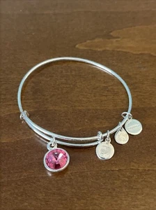 Alex & Ani Silberfarbener Armreif Armband Rosa Stein - Bild 1 von 5