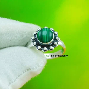 Malachite Gemstone 925 sterling silver handmade Gift Ring US size 5 to 13 - Picture 1 of 4