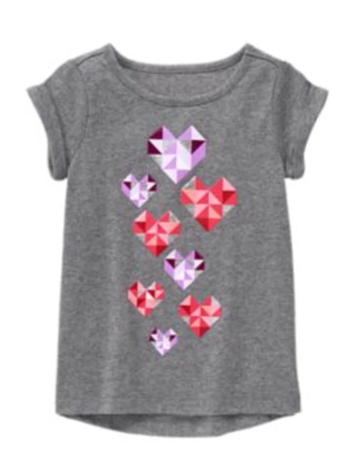 Camisa Gymboree Gymgo Active Corazones Metálicos Gris Jaspeado Niños Niñas Nueva con Etiquetas Xxs 2t Foto 1 de 1