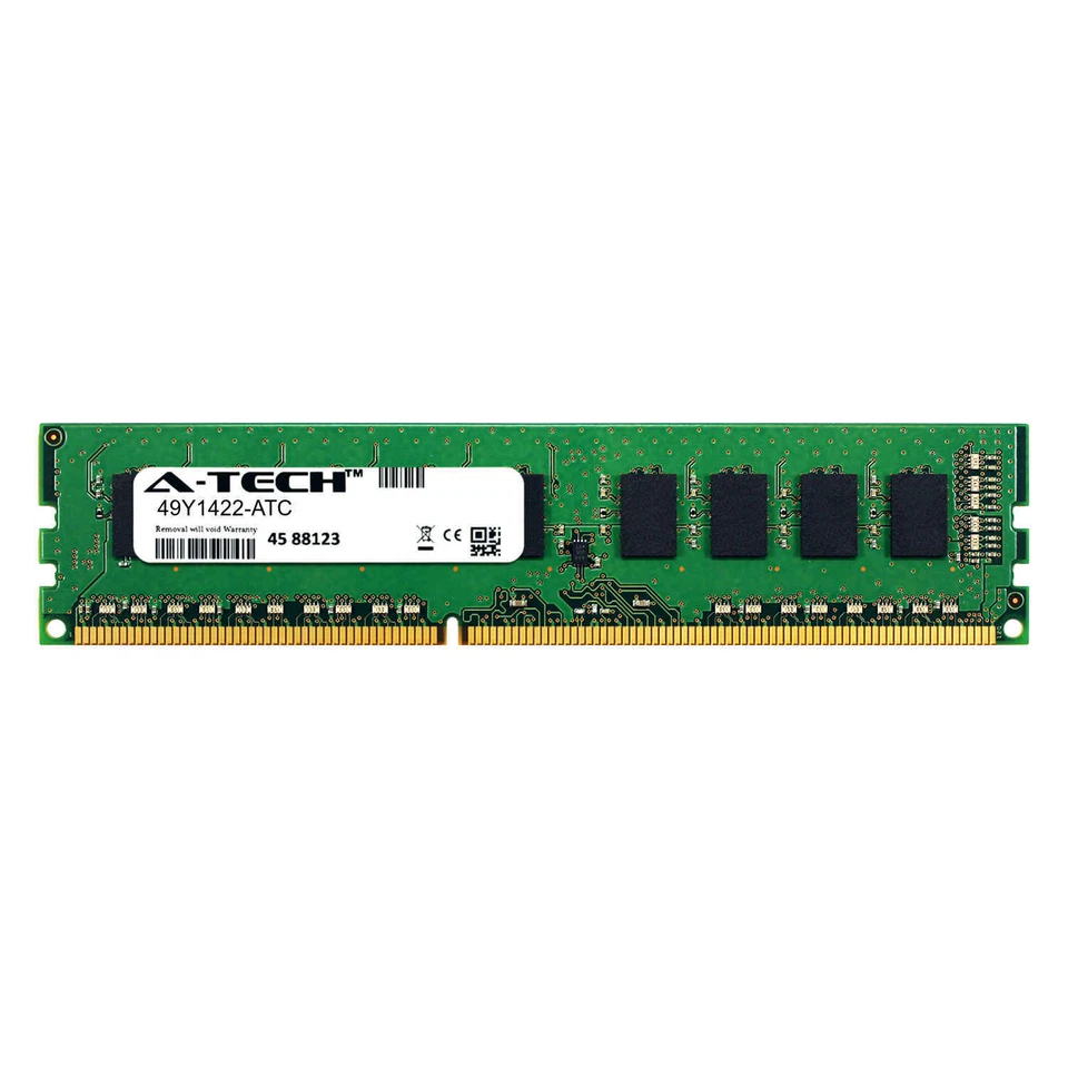 4GB DDR3 PC3-10600E 1333MHz ECC UDIMM (IBM 49Y1422 Equivalent) Server Memory RAM - Image 1 of 2