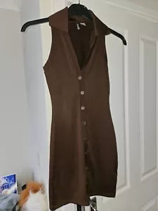 Brand New Divided H&M Womens Brown Button Dress Size XS Cotton & Elastane - Picture 1 of 3