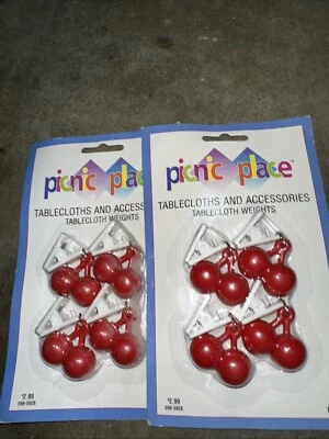 2 Упаковки красная вишня скатерть веса пикника открытый барбекю винтажный стиль новый - Изображение 1 из 3