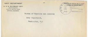 China cover 1931 US Navy Official cover from USS Pillsbury in China no port name - Picture 1 of 2