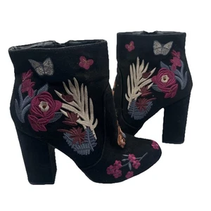 Bamboo Namaste Boots Sz 7 Women's Black Embroidered Boots - Picture 1 of 7