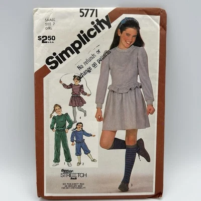 Simplicity Pattern 5771 Girls Pants Knickers Mini-Skirt Pullover Top Sz 7 (s) - Image 1 of 4