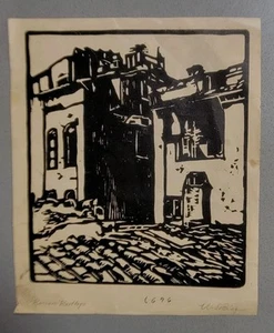 William Seltzer Reis - signierter Linoleum Cut Print - römische Dächer - Bild 1 von 4