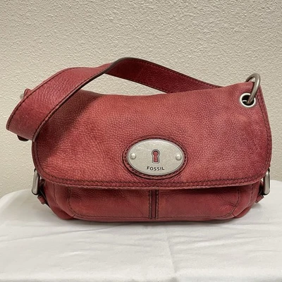 Bolso de Hombro De Colección Fossil Maddox Cuero Guijarro Rojo Y2K Años 90 Larga Vida De Colección Foto 1 de 4