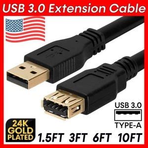 Cable de Extensión USB 3.0 Tipo A Cable USB Extensor Adaptador Conector Laptop PC Mac - Imagen 1 de 7