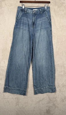 Jeans Habitual para mujer 6/28 azul pierna ancha tiro alto puños dobladillo denim HBM02185B Foto 1 de 4