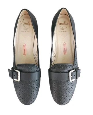 Amalfi Flex Shoes Sz 7 Rangoni Pillow Black Leather Italian Perforated Loafer N - Image 1 of 4