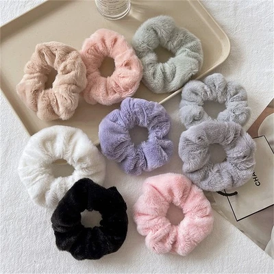 Winter Warm Soft Hair Scrunchies Women Cute Plush Elastic Multicolor Rubber Band - Image 1 of 4