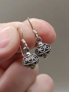 Vtg Charles Winston 925 Sterling Silver Marcasite Ball Pierced Dangle Earrings - Picture 1 of 4