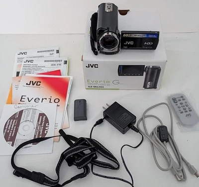 JVC Everio GZ-MG360 BU 60 GB Hard Drive Camcorder Original Box & Accessories EUC - Image 1 of 4