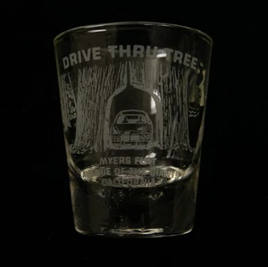 Drive Thru Tree Myers Flat Shot Glass (HSE-14/JSF6) Avenue of Giants California - Picture 1 of 12
