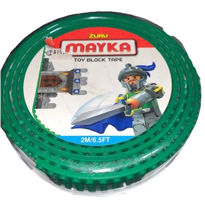 Zuru Mayka Toy Block Tape 2M/6.5 FT Dark Green 4 Row Lego Compatible  - Image 1 of 4