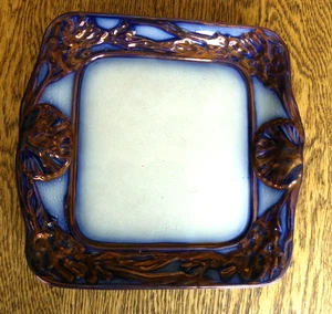 Staffordshire Flow Blue Copper Luster Seaweed & Shells - 9" Victorian Plate - Picture 1 of 12