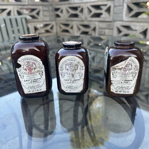 3 botellas de vidrio marrón rapé escocés tabaco Levi Garrett & Sons de colección - Imagen 1 de 10
