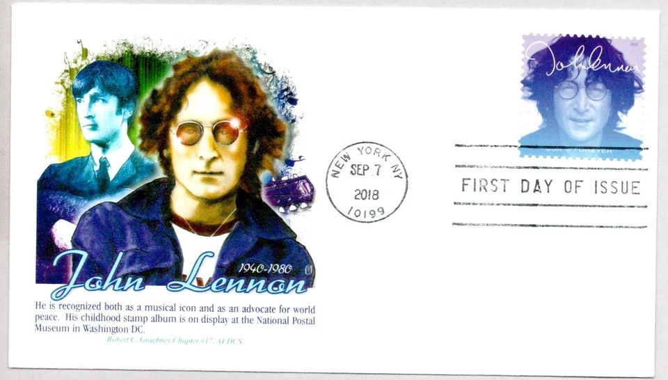#5315 JOHN LENNON BEATLES MUSIC ICON STAMP FIRST DAY OF ISSUE FDC - Image 1 of 1