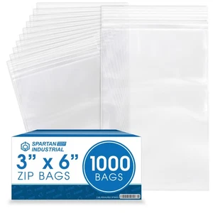 - 3” X 6” (1000 Count) 2 Mil Clear Reclosable Zip Plastic Poly Bags with Rese... - Picture 1 of 6