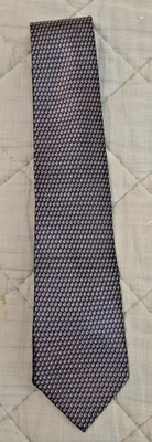 Charleston Tie Rack Macclesfield pattern 100% Silk Blue and Black 58” - Image 1 of 2