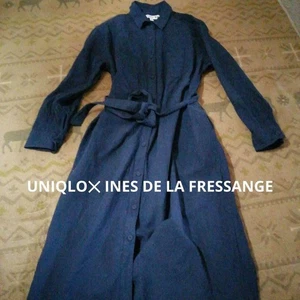 Vestido Camisa Uniqlo Ines Lino Mezcla Algodón M Azul Marino Para Mujer’s Cinta Envolvente - Imagen 1 de 6