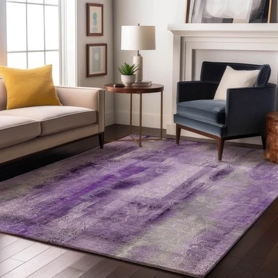 Mayfield AMF537 Purple 2'6" x 3'10" Indoor Premium Machine Washable Rug, Silk... - Image 1 of 4