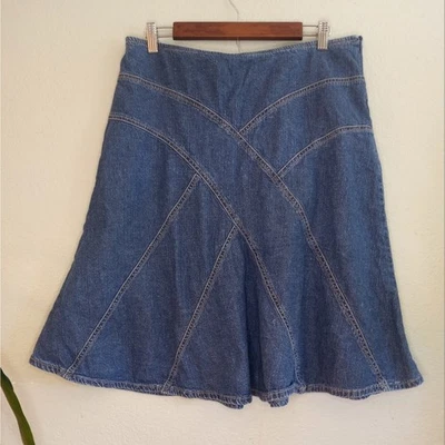 Falda Boho Vaquera Costera Denim Costura Occidental Deportiva Jones New York De Colección Foto 1 de 4