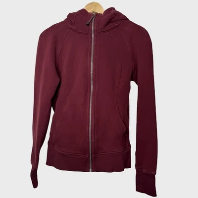 Женская толстовка с капюшоном на молнии Lululemon Scuba | размер 6 | бордовые ребристые карманы гранола - Изображение 1 из 4