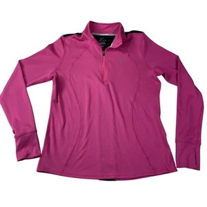 Nike Running Shirt Womens Large Pink Dri-Fit Quarter Zip Pullover Athletic - Picture 1 of 7