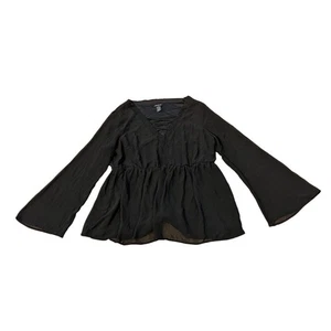 Camicetta torrida contadina nera stringata boho stravagante strega top donna 00 large - Foto 1 di 6