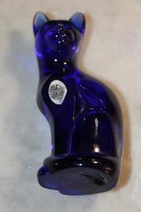 Fenton Cobalt Blue Glass Cat Figurine 5" - Picture 1 of 3
