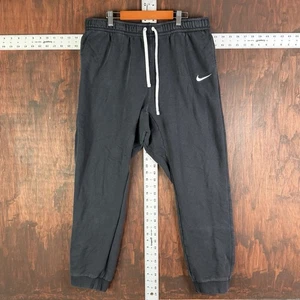 NIKE Fleece Jogger Pants Sweatpants Cuffed Hem Black White Mens 2XL Athleisure - Picture 1 of 9