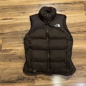 The North Face 700 Fill Down Nuptse Quilted Puffer Vest Women XS Brown Full Zip - Bild 1 von 16