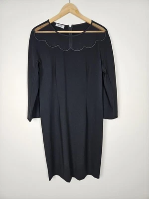 Moschino - дешевый и шикарный - черный длинным рукавом Shift платье w/шелковый воротник - размер 14 - Изображение 1 из 4