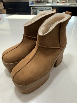 Mini plataforma feminina UGG New Heights em castanha tamanho 10 EUA MSRP $200 - Imagem 1 de 4