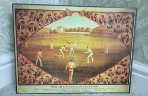 Insegna stampa metallo IF WEEDON Cricketers inglese e australiano 40 cm x 30 cm - Foto 1 di 3