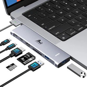 USB C Hub Adapter for MacBook Pro/Air M1 M2 M3 2023 2022 2021 13" 15" 16", 7-... - Picture 1 of 7