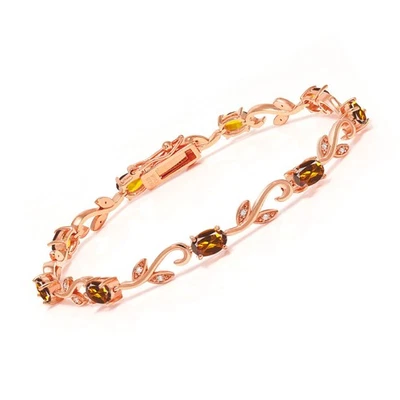 Brazalete de plata enchapado en oro rosa de 18 quilates diamante citrino Madeira rojo naranja de 3,73 quilates Foto 1 de 4