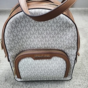 Michael Kors Rucksack Jaycee Medium Logo Ivory Braun Neu mit Etikett - Bild 1 von 11