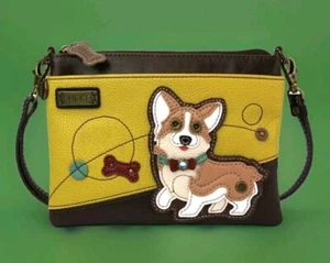 CHALA CORGI DOG MINI CROSSBODY CELL PHONE PURSE BAG MUSTARD YELLOW CLUTCH  - Picture 1 of 3
