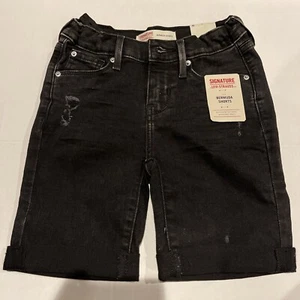 Signature by Levi Strauss & Co Girls Roll Cuff Denim Jean Bermuda Shorts Size 7 - Picture 1 of 7