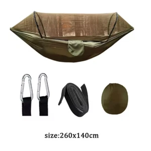 Amaca da campeggio w/ zanzariera 260x140cm verde militare Nylon antiribaltamento - Foto 1 di 14