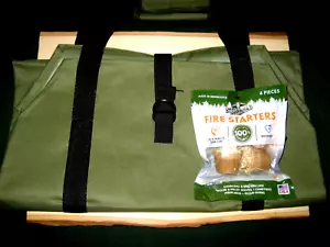 FIREWOOD LOG CARRIER BAG 38"X18"BASIC SECURING STRAP PLUS 4 PC.USA FIRE STARTERS - Picture 1 of 3