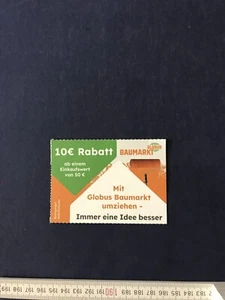 10 € Gutscheinkarte geschenkt für Baumarkt Globus bei 50 € Einkaufswert. - Bild 1 von 1