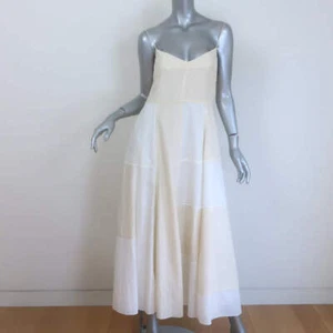 La Ligne Celeste Patchwork Midi Dress Ivory Cotton-Hemp Size Small - Picture 1 of 7
