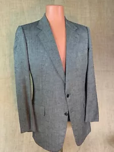 Blazer Größe 42 L BRUNO PIATELLI ROMA HERRINGBONE grau & schwarz Seide & Wolle - Bild 1 von 6