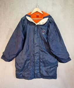 Nike Jacket Mens Medium Navy Vintage 90s Basketball Long Coat Embroidered Badge - Picture 1 of 19